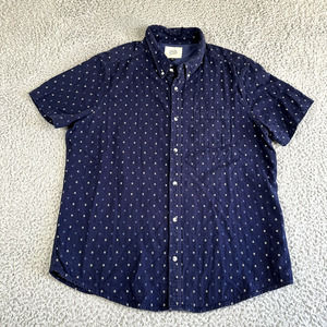 Deus Ex Machina Belbin Shirt Men's XXL Blue Geometric Knit‎ Button Down 2XL
